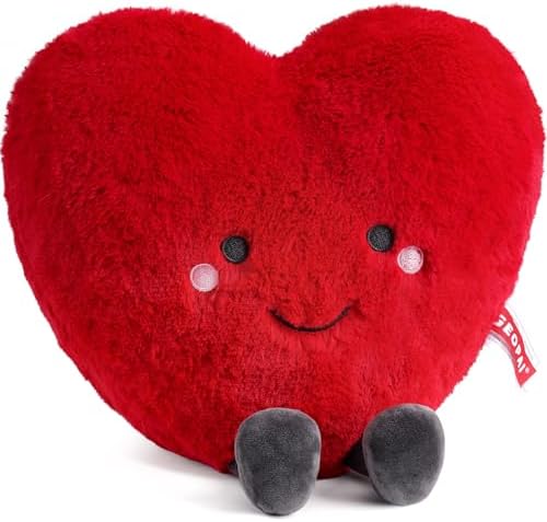 Cute Plush Red Heart Pillow Love Pillow Cushion Toy Throw Pillows Living Heart Throw Decor Pillows Microwavable Heating Pad for Women Girl Friends Valentine's Day Kids Birthday Christmas Mother's Day
