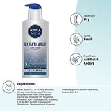 NIVEA Men Breathable Body Lotion, 48 Hour Hydrating Lotion, Men's Lotion, 13.5 Fl Oz Bottle