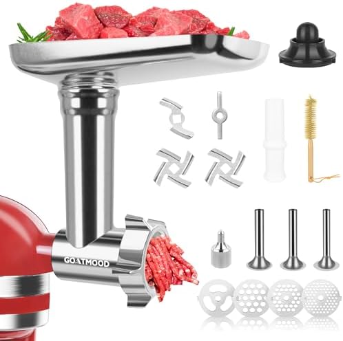 Stainless Steel Food Grinder Attachment Fit for KitchenAid Stand Mixers, Food Grinder Compatible with Meat Grinder Attachment, Dishwasher Safe, Meat Grinder, Sausage Stuffer