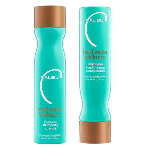 Malibu C Hard Water Wellness Shampoo and Conditioner Duo (9 oz) - Hydrating Hair Care for Shine & Manageability - Protects from Waterborne Elements That Cause Dry, Damaged Hair