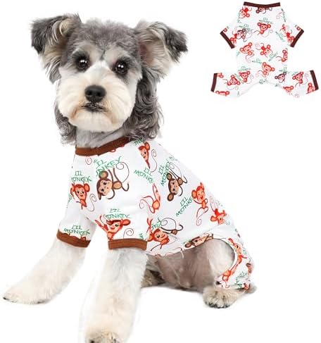 Dog Pajamas Spring Summer Dog Clothes for Small Medium Dogs Girl Boy Cute Soft Puppy Pjs Clothes Doggie Onesies Cat Pet Jammies Outfit (Brown,L)