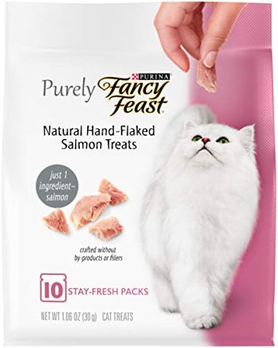 Purina Fancy Feast Natural Cat Treats, Purely Natural Hand-Flaked Salmon - (Pack of 5) 10 ct. Pouches