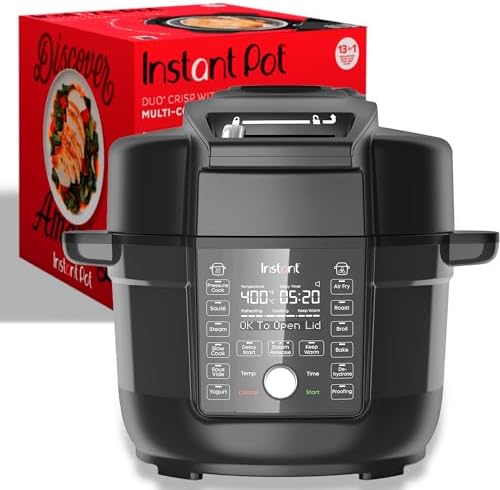 Instant Pot Duo Crisp Ultimate Lid, 13-in-1 Air Fryer and Pressure Cooker Combo, Sauté, Slow Cook, Bake, Steam, Warm, Roast, Dehydrate, Sous Vide, & Proof, App With Over 800 Recipes, 6.5 Quart, Black