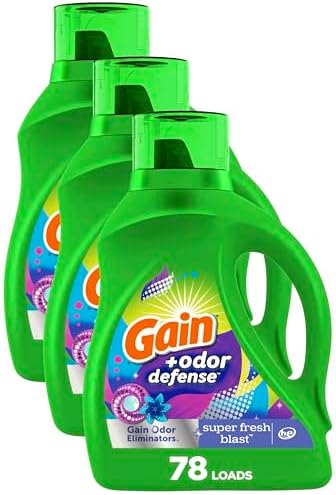 Gain + Odor Defense Liquid Laundry Detergent, Super Fresh Blast Scent, 113 Oz, 78 Loads, HE Compatible (Pack of 3)