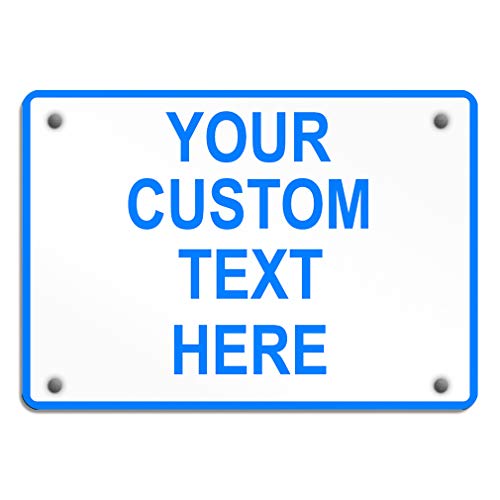 Aluminum Weatherproof Metal Sign Multiple Sizes Custom Personalized Text Here White Blue Notice Travel Horizontal Street Signs 14x10Inches