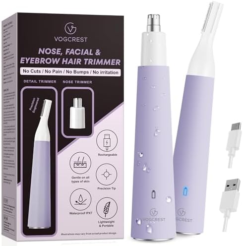 Nose Hair Trimmer for Women: Rechargeable 2 in 1 Ear Eyebrow Trimmer (Purple)