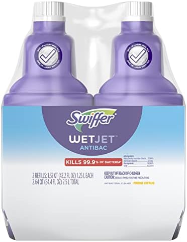 Swiffer WetJet Solution Refill for Floor Mopping and Cleaning, All Purpose Multi Surface Floor Cleaning Solution, Fresh Citrus Scent, 1.25 Liters (2 Pack)