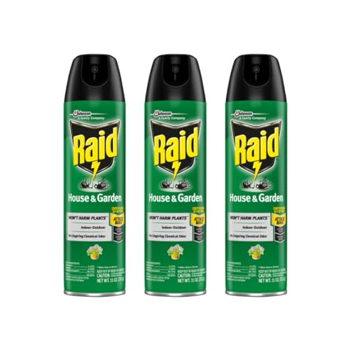 Raid House and Garden Insect Killer Insecticide Aerosol Spray - 11 Oz. (Pack of 3)