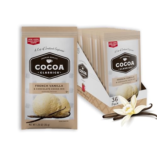 Cocoa Classics French Vanilla Cocoa Mix | Made with Nonfat Milk | Just Add Hot Water | Make Hot or Iced Cocoa | Gluten Free & Kosher Dairy Friendly | 1.25oz Packets (Pack of 36)