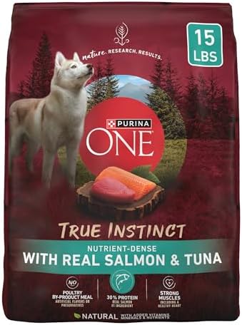 Purina ONE True Instinct With Real Salmon and Tuna Natural With Added Vitamins, Minerals and Nutrients High Protein Dog Food Dry Formula - 15 lb. Bag