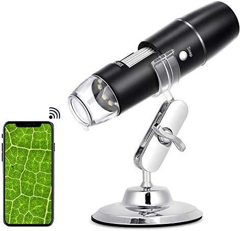 Digital Microscope 50X to 1000X, USB WiFi Microscope Wireless Digital Mini Handheld Endoscope Inspection Camera with 8 Adjustable LED Lights, Compatible with Android, iOS Phone