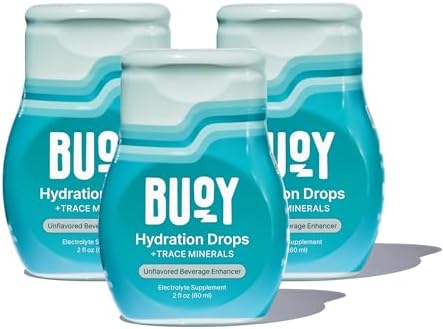 Buoy Electrolyte Drops | No Sugar, No Sweeteners | Trace Minerals, Vitamins & Antioxidants | Purposefully Unflavored | Perfect for Any Drink | Daily Hydration Supplement (Unflavored - 3 Pack)