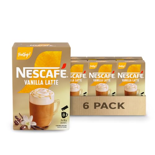 Nescafe Cappuccino Vanilla, 8-Count Box, 18.5g Envelopes (Pack of 6)