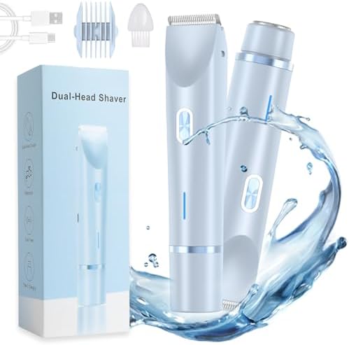 Glow Aura Womens Shaver, Glow Aura Electric Razor,Glow Aura Dual Headed Shaver 2 in 1,Glow Aura Bikini Shaver,Glow Shave Womens Body Shaver(Blue)