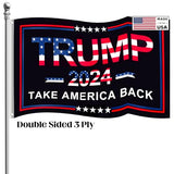 Trump 2024 Flags 3x5 Outdoor Made in USA-Double Sided 3 Ply Trump 2024 Flag 3x5 Outdoor Double Sided 3 Ply - Donald Trump Take America Back Flags, Longest Lasting, Fade Resistant, Durable Polyester Flags, All Weather Trump2024 Flag Outside Black Blue