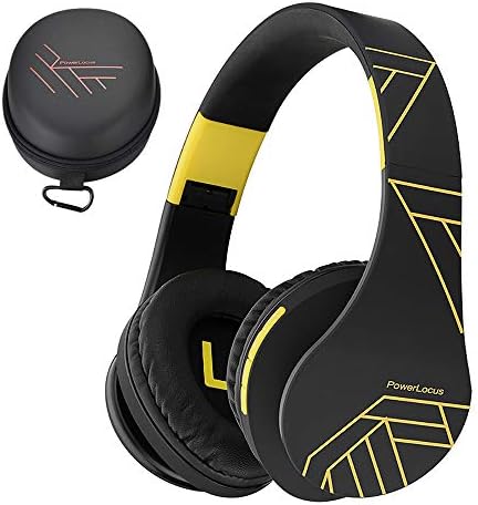 PowerLocus Bluetooth Over-Ear Headphones, Wireless Stereo Foldable Headphones Wireless and Wired Headsets with Built-in Mic, Micro SD/TF, FM for iPhone/Samsung/iPad/PC (Black/Yellow)