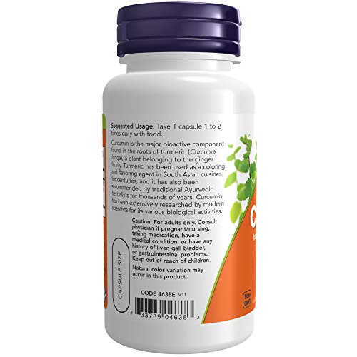 NOW Supplements, Turmeric Curcumin, Derived from Turmeric Root Extract, 95% Curcuminoids, Herbal Supplement, 60 Veg Capsules