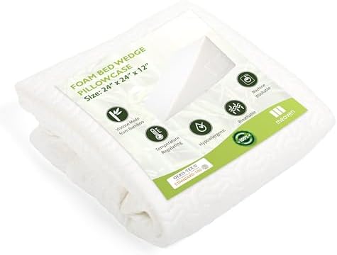 Wedge Pillow Cover for 24x24x12 Bed Wedge Pillow, Hypoallergenic Replacement Case with Zipper & Pockets