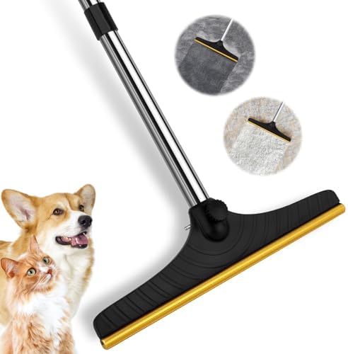 Carpet Rake for Pet Hair Removal,60” Long Handle Pet Hair Removal Tool,Carpet Rake Scraper,Adjustable Carpet Brush Pet Dog Cat Hair Remover Broom for Couch,Rugs,Mats,Pet Beds,Furniture (Black)