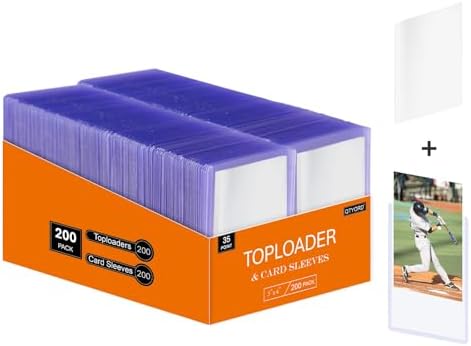 400Pcs Top Loaders for Cards (200Pcs Hard Plastic Card Holders & 200Pcs Penny Card Sleeves) 3" x 4", Card Protector Sleeves for Baseball Football Sports Cards, Standard Trading Cards