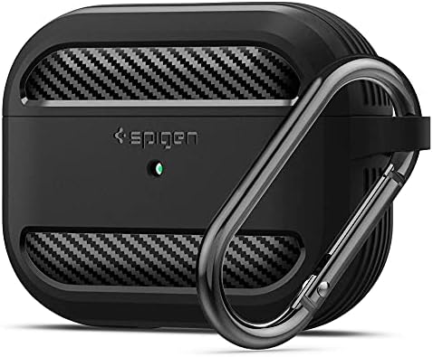 Spigen Rugged Armor Designed for Airpods Pro Case Cover Protective with Keychain - Matte Black