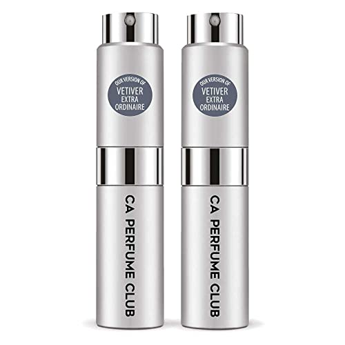 CA Perfume Impression of Fredarik Mal Vetiver Extraordinaire For Men Replica Version Fragrance Dupes Concentrated Long Lasting Eau de Parfum Spray Refillable Atomizer Bottle 0.27 Fl Oz-X2