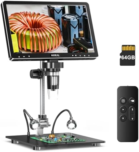 HDM9 Max 10.1" HDMI Digital Microscope 1500X [Stunning HD IPS Screen] 20MP Coin Microscope Magnifier for Error Coins with Light, LCD Soldering Microscope for Adults, PC/TV Compatible, 64GB