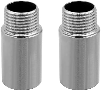 Stainless Steel Pipe Fitting 1/2" NPT Male x 1/2" NPT Female Thread Nipple Cast Pipe 2"（50mm) Length 2PCS
