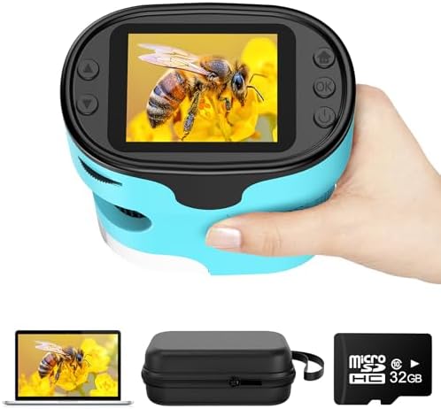 1000X Pocket Microscope for Kids - 4K 2.0" Screen, Digital Mini Scope with Slides Kit, Rechargeable Lab Handheld Portable Microscopes for Kids 4-12 Students Teens