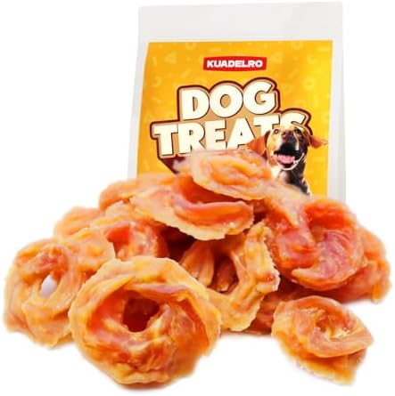 Chicken Rings Dog Treats, Natural Chicken Breast Jerky Rawhide-Free Soft Chews Healthy Dog Training Treats for Small Medium Large Breed 10.54oz