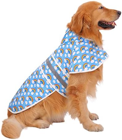 HDE Dog Raincoat Hooded Slicker Poncho for Small to X-Large Dogs and Puppies Rainbows - L