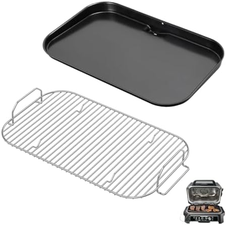 SafBbcue Griddle Plate & Smoke Rack for Ninja Woodfire Pro Connect XL Grill Ninja OG951 OG850 Grill Accessories, XSKGRIDLXL Flat Top Plate & XSKRSTRKXL Roast Rack for Ninja Woodfire OG800/900 Series