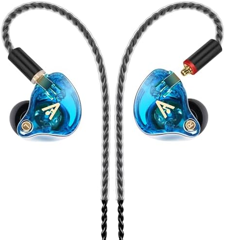 Vibes 202 Wired Earbuds - HiFi in Ear Monitor Headphones – Professional Noise Isolating Ear Buds - Clear Sound, Deep Bass, Comfort-Fit IEM Earphones - MMCX to 3.5mm & Silver Plated Cord, Carrying Case