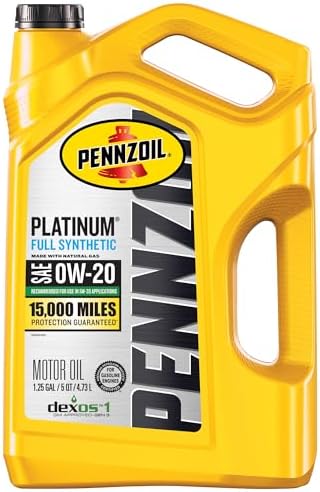 Pennzoil Platinum Full Synthetic 0W-20 Motor Oil, 5 Quart