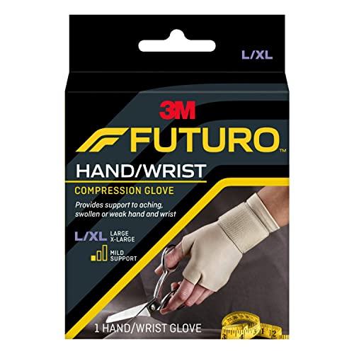 FUTURO Compression Glove, Provides Mild Support to Aching, Weak Hands and Wrists, L/XL