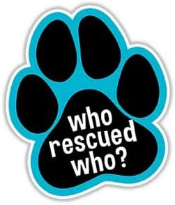 Paw Sticker Blue Dog Who Rescued Who Decal by Megan J Designs Laptop Window Car Vinyl Sticker