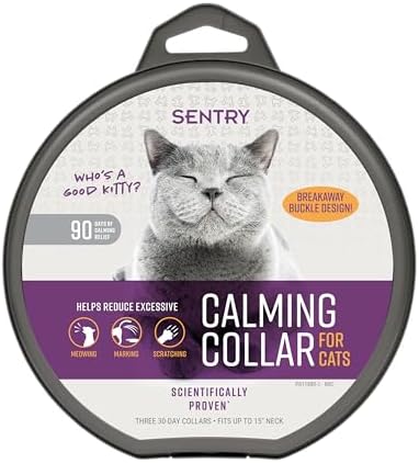 SENTRY PET Care Sentry Calming Collar for Cats, Long-Lasting Pheromone Collar Helps Calm Cats for 30 Days, Reduces Stress, Helps Calm Cats from Anxiety, Loud Noises, and Separation, 3 Count