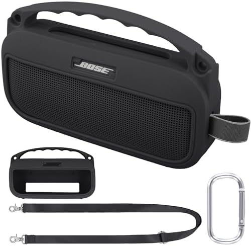 co2CREA Soft Silicone Case Replacement for Bose New SoundLink Flex 2nd Gen Bluetooth Portable Speaker (Silicone Case, Black Case)