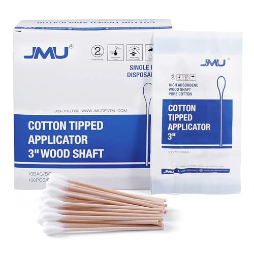 JMU Medical Cotton Swabs, Cotton Swabs with Wooden Sticks, 1000 Count