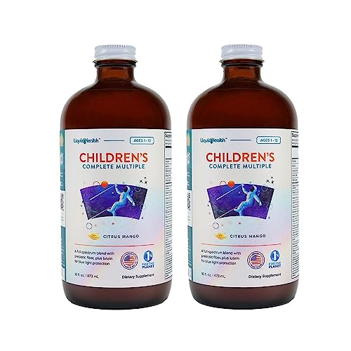 LIQUIDHEALTH 16 Oz Kids Liquid Multivitamin Complete Multiple for Children, Toddlers - Essential Vitamins & Minerals Supplement, Immune Support, Gluten Free, Non GMO, Prebiotic Fiber (2-Pack)