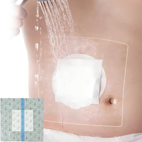 9" x 9" Ostomy Shower Cover Waterproof [Pack of 25], Ostomy Bag Shower Protector Stoma Shower Guard Colostomy Shower Shields for Women Men Showering, Non-Stick Central Pad