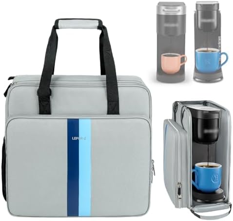 Coffee Maker Travel Bag Compatible with Keurig K-Slim/K-Express/K-Iced/Ninja PB051/PB041ST,Single Serve Coffee Brewer Carrying Case with Multiple Pockets for K-Cup Pods,Grey(Bag Only)