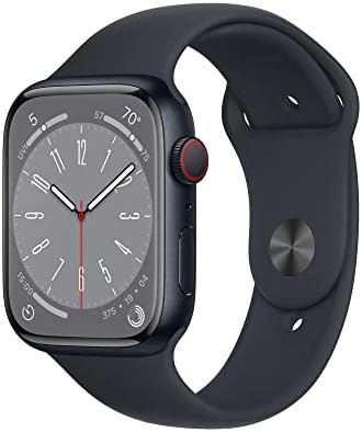 Apple Watch Series 8 [GPS + Cellular, 45mm] - Midnight Aluminum Case with Midnight Sport Band, M/L (Renewed)