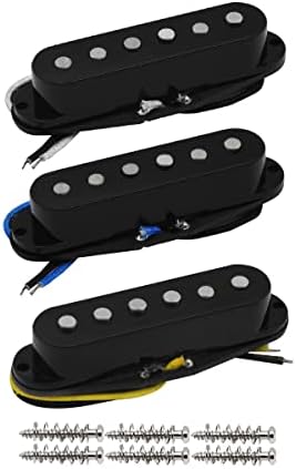 FLEOR Single Coil Pickup Alnico 5 Guitar Neck/Middle/Bridge Pickups Set Staggered, Black