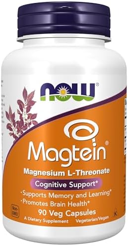 NOW Foods Supplements, Magtein™ with patented form of Magnesium (Mg), Cognitive Support*, 90 Veg Capsules