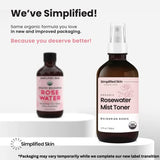 Organic Rose Water Spray for Face, Hair, & Body - Soothing, Refreshing, & Hydrating - Rosewater Mist Toner - Alcohol-Free Face Mist - Rose Water for Hair - Facial Spray - 4 Fl Oz by Simplified Skin