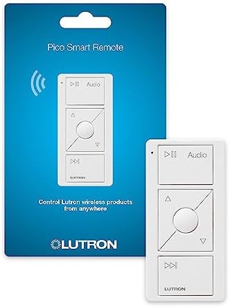 Lutron Pico Remote for Audio, Works with Sonos (Caseta Smart Hub Required), Raise/Lower Volume, Pause and Skip Tracks, For Table Top or Wallmount Use, PJ2-3BRL-GWH-A02, White