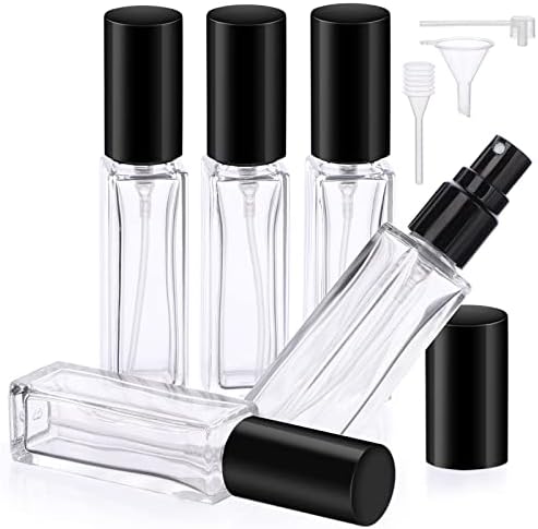 Segbeauty Mini Perfume Spray Bottles, 5 Set of 10ML Clear Glass Travel Perfume Atomizer Refillable, Empty Tiny Sprayer Fragrance Scent Sample Spray Containers Cosmetics Essential Oil Dispensing Bottle