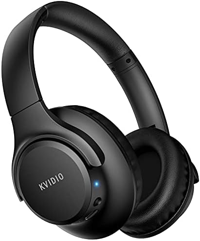 KVIDIO Bluetooth Headphones Over Ear, 65 Hours Playtime Wireless Headphones with Microphone, Foldable Lightweight Headset with Deep Bass, HiFi Stereo Sound for Travel Work Cellphone