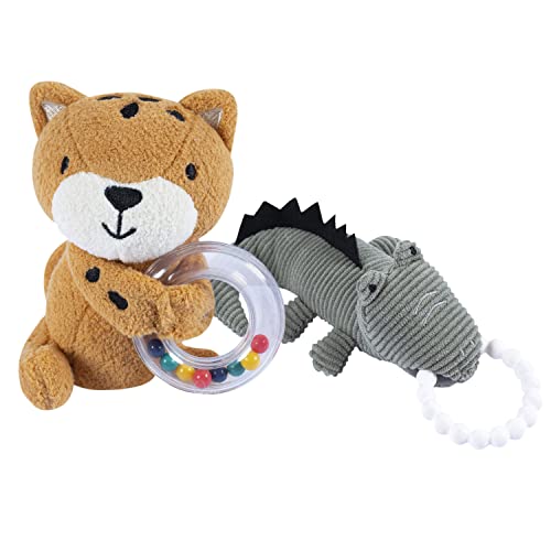 Gerber Baby 2-Pack Rattle Toy & Teether Set, Cheetah and Croc, One Siz